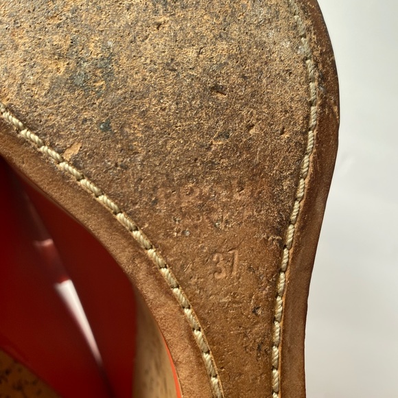 Prada open Toe Pumps Heels wedge platform patent leather red 37 - Picture 8 of 9